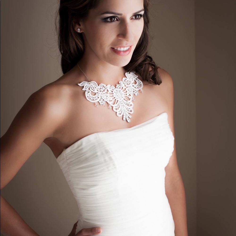Swarovski Crystals and Lace Bridal Collar Necklace - Picture 6 of 10